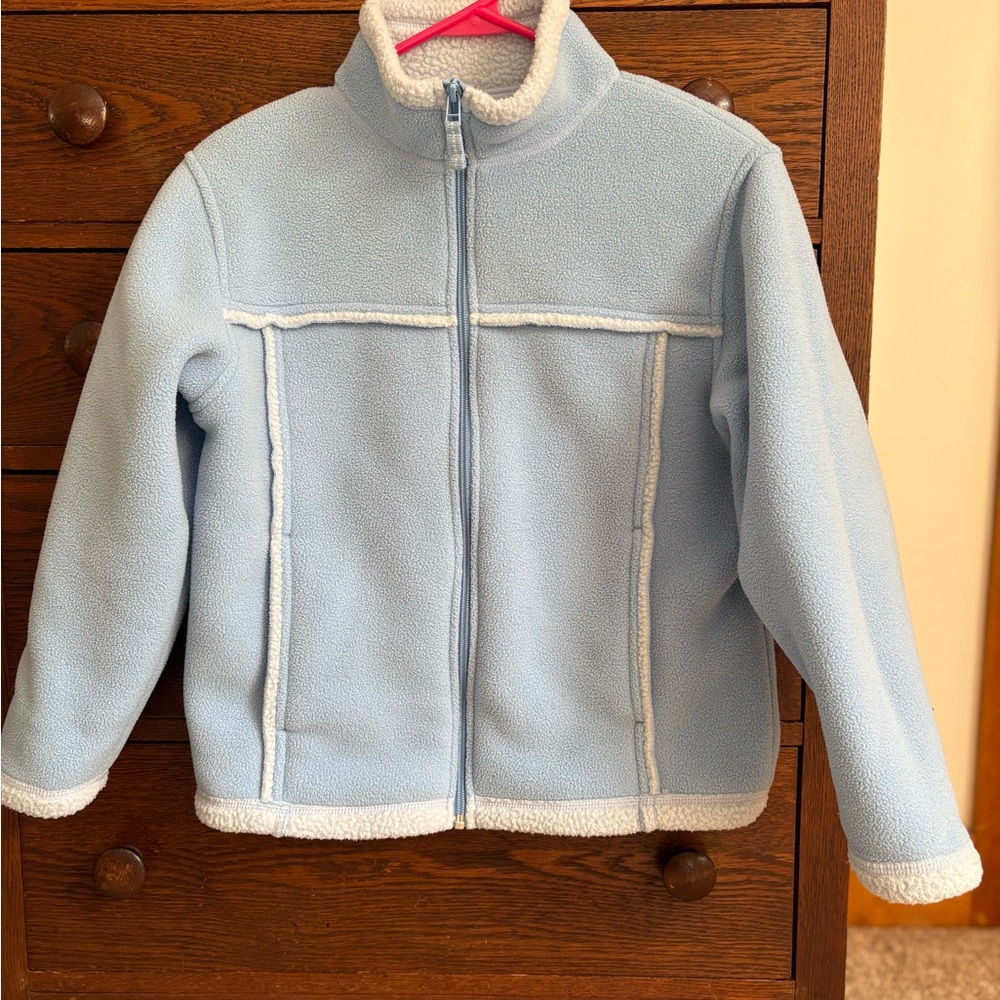 LL Bean Kids Light Blue Fleece Jacket Size 10/12